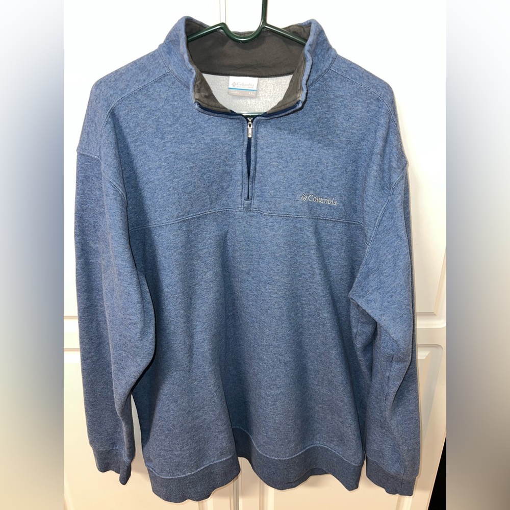 Columbia Men's Heathered Blue Half Zip-Up Sweater